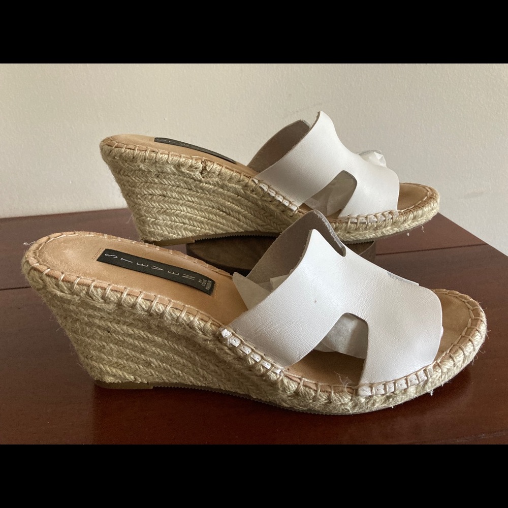 White Espadrille Wedge Slide Sandals - Women